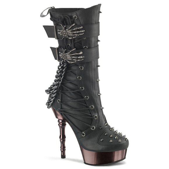 Platform Goth Skeleton Moto Boots - Picture 2 of 5